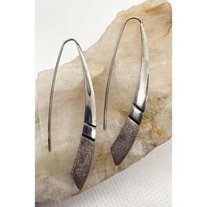 Vintage Sterling Silver Modernist Dangle Earrings Israel 925 Artisan Signed 6g